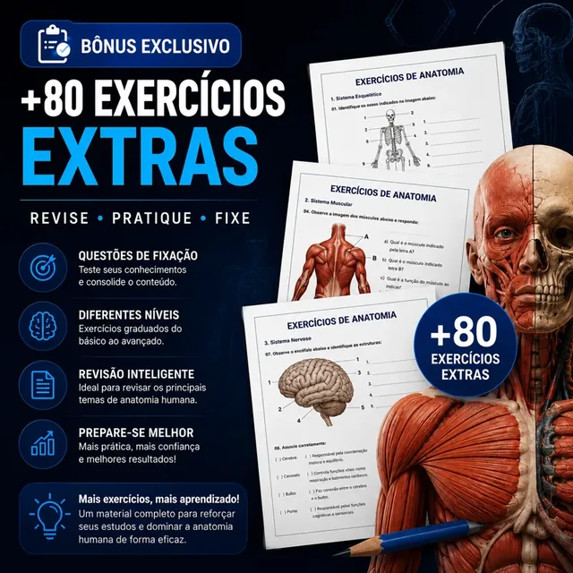 Mais de 80 exercícios extra de anatomia com soluções